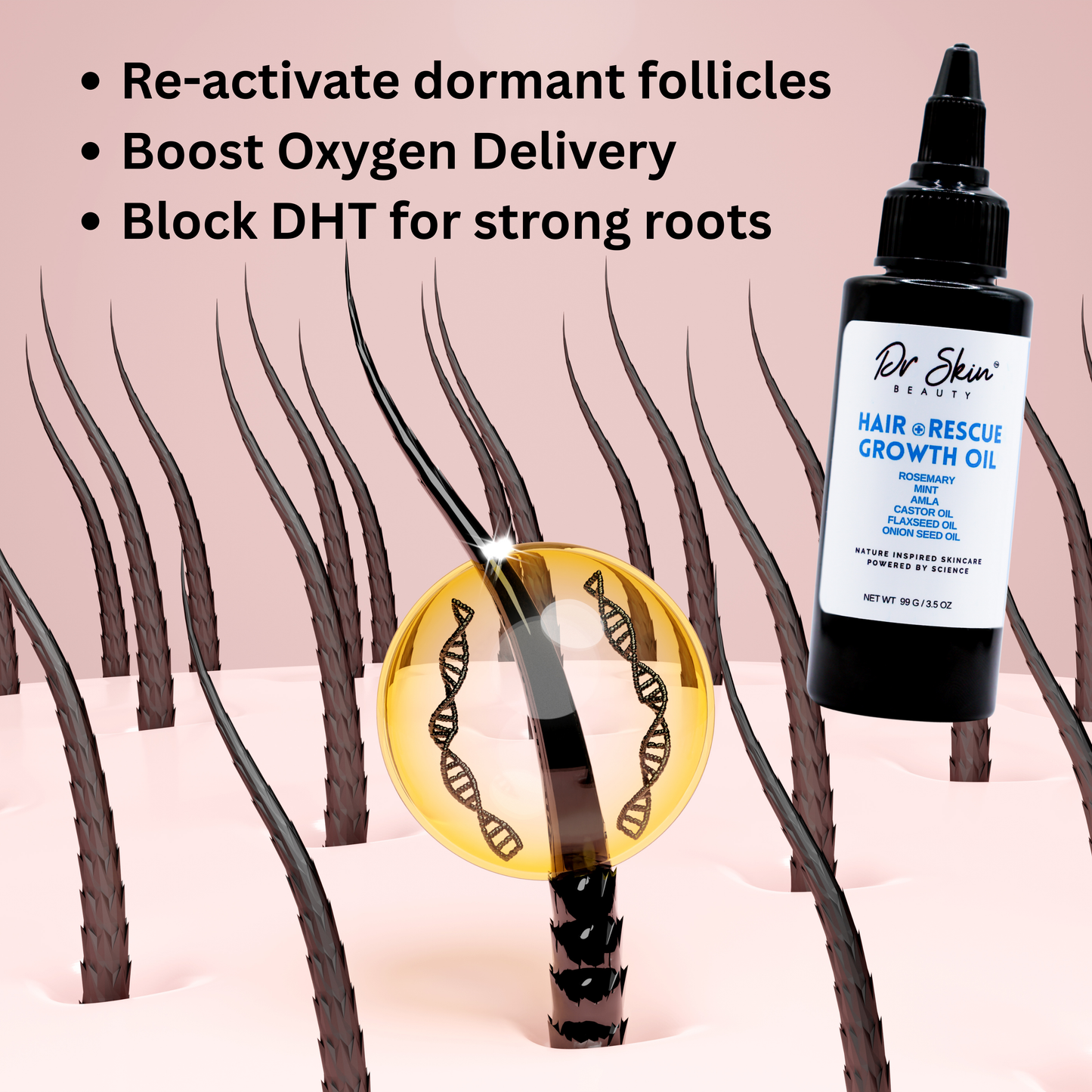 Dr. Skin Hair Growth Oil - 30+ Botanicals for Thicker, Fuller Hair | Rosemary, Bhringraj & Castor Oil