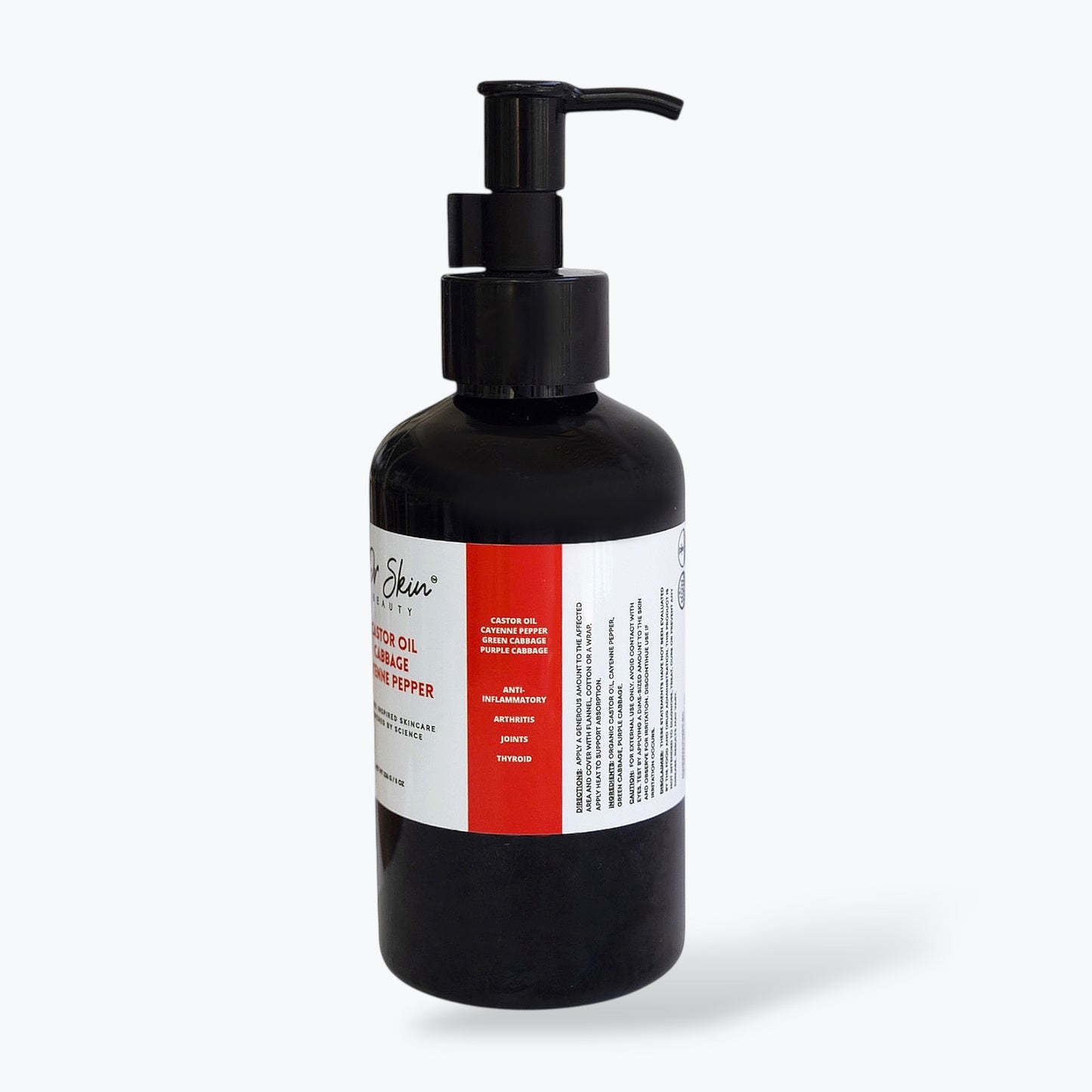 CASTOR OIL WITH CAYENNE 8oz | Infused with Cayenne Pepper, Cabbage for Support with Pain Relief, Inflammation, and Muscle Recovery